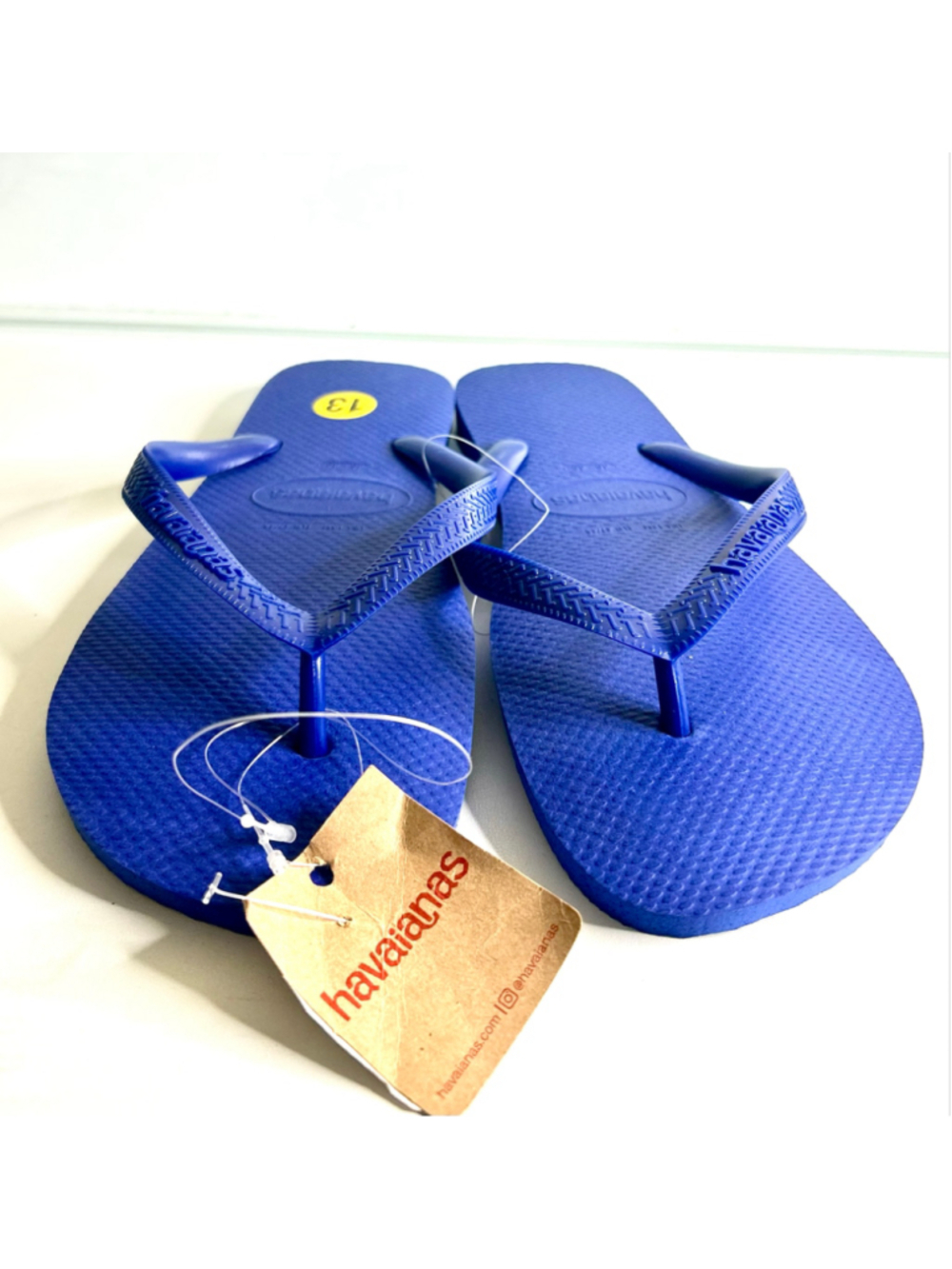 NWT Havaianas Brazil logo marine blue flip-flops men size 13